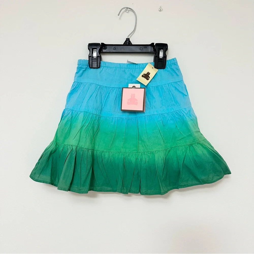 NEW Vintage Y2K Baby Gap Gradient Blue to Green Tiered Skirt Hand Dyed Bohemian